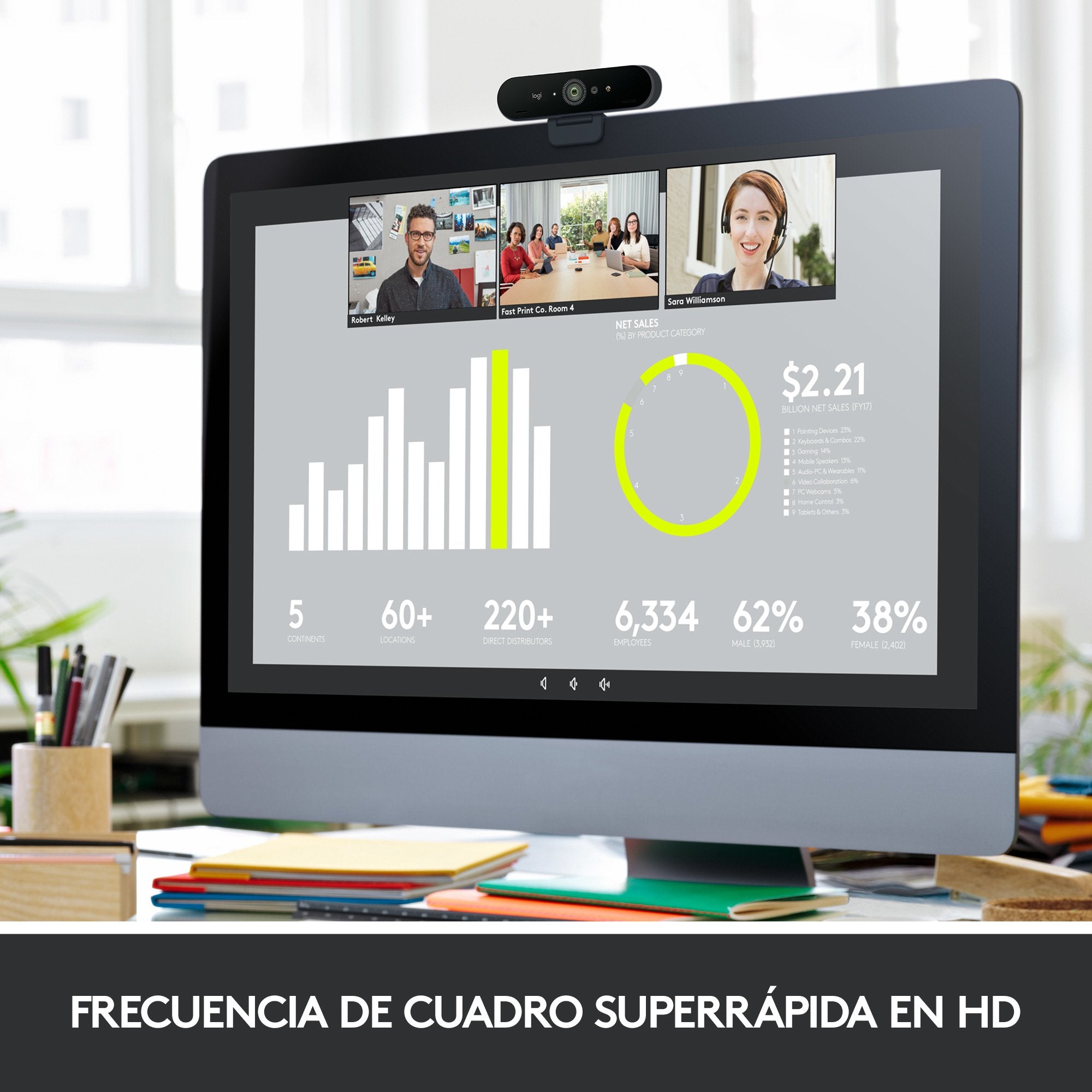 Webcam Logitech Brío Stream Enfoque Automático 4k