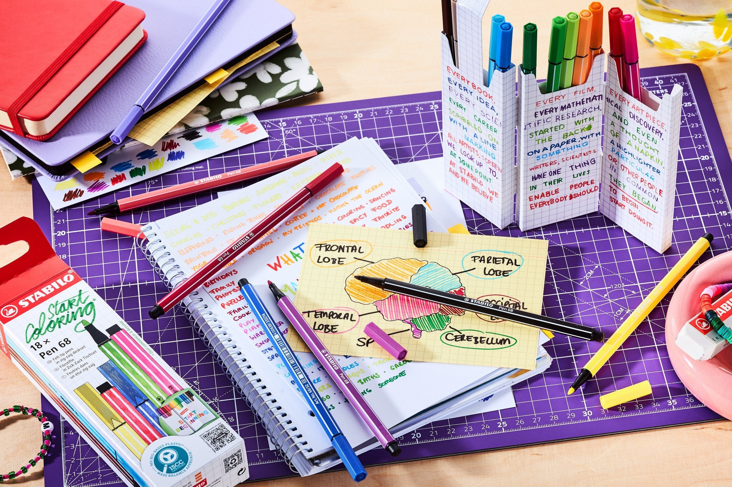 Stabilo Pen 68 Pack De 18 Rotuladores De Punta De Fibra - Trazo De 1mm Aprox. - Tinta Con Base De Agua - Colores