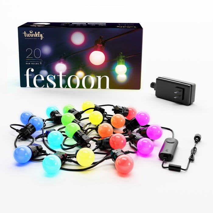 Luces Led Inteligentes Twinkly Festoon 20 Bombillas Rgb (Multicolor) G45, 10m