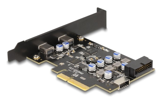 Delock 90345 Tarjeta Pci Express X4 A 2 X Usb Type-C Externo + 1 X Usb 10 Gbps Type-E Key A Interno Y 1 X 19 Pines Usb Cabezal De Pin Macho - Factor De Forma De Perfil Bajo