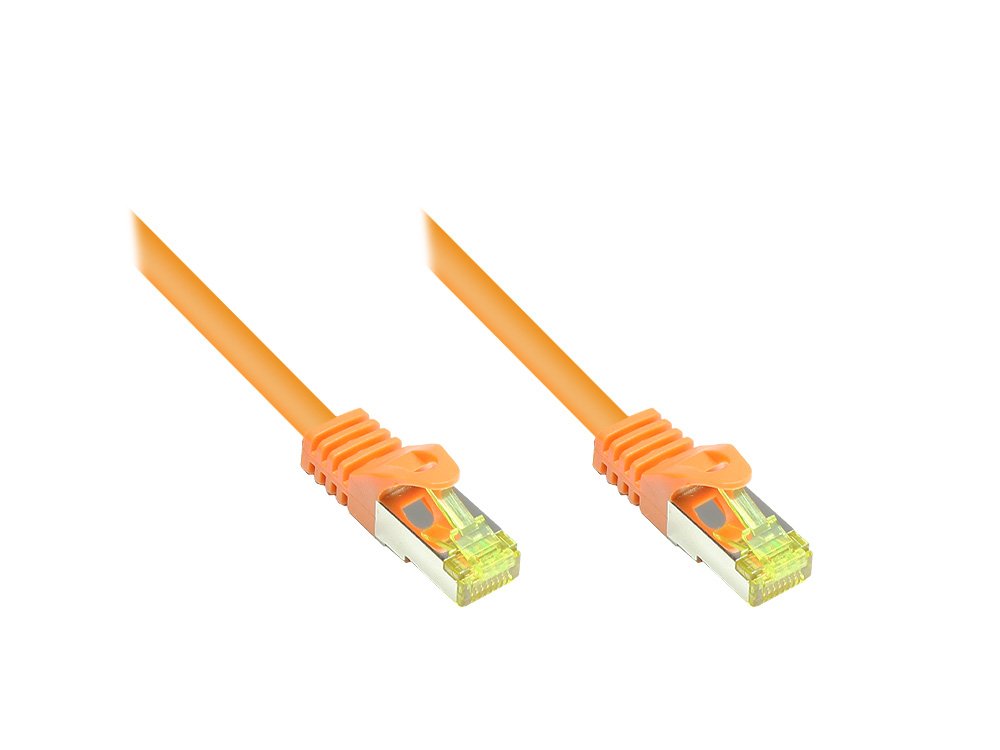 Goodconnections Rj45 Cable De Red Mit Cat. 7 Rohcable Und Rastnasenschutz (), S Ftp, Pimf, Halogenfrei, 500mhz, Ofc, Naranja, 0,25m,