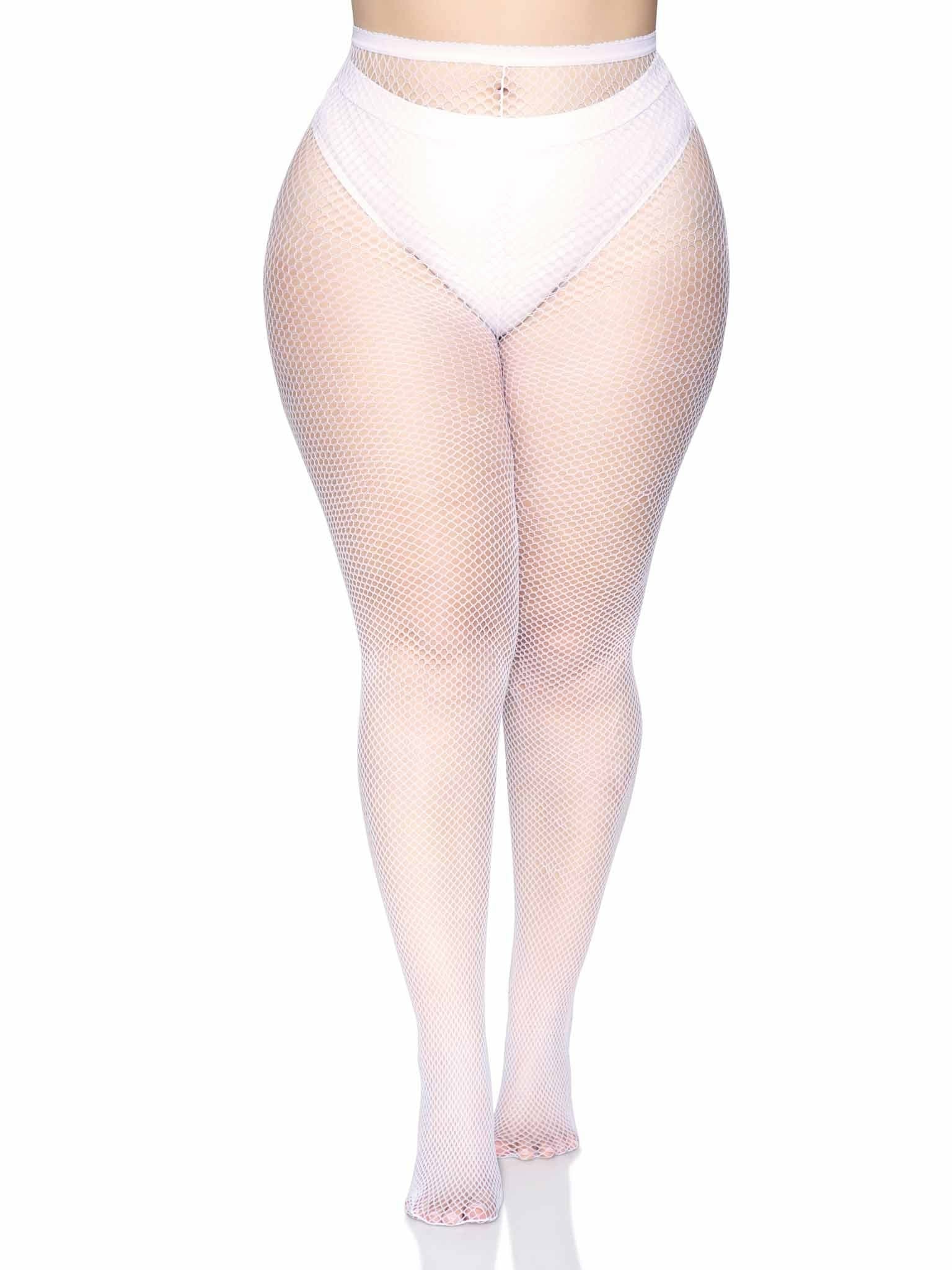 Leg Avenue - Medias Pantyhouse Blanco Plus Size