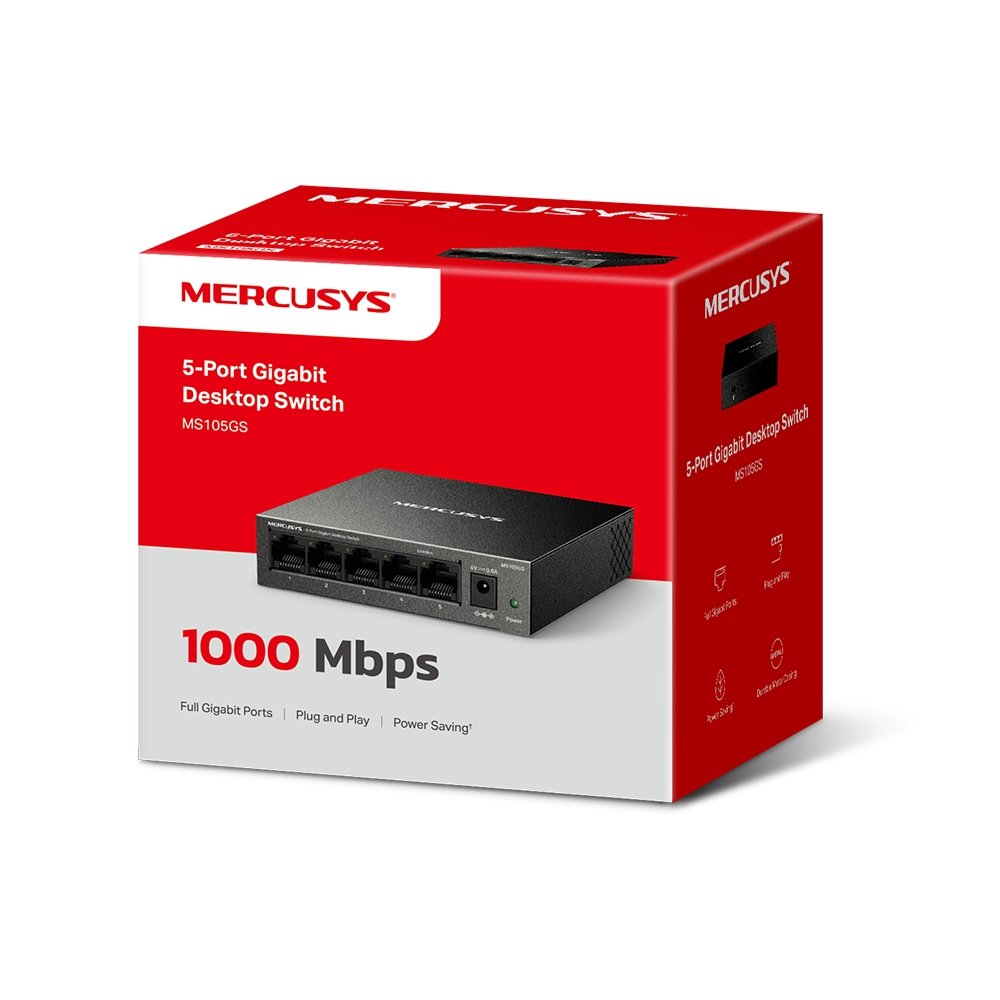 Switch No Gestionable Mercusys Ms105gs 5p 10/100/1000 Ethernet Mini Desktop Carcasa Metalica