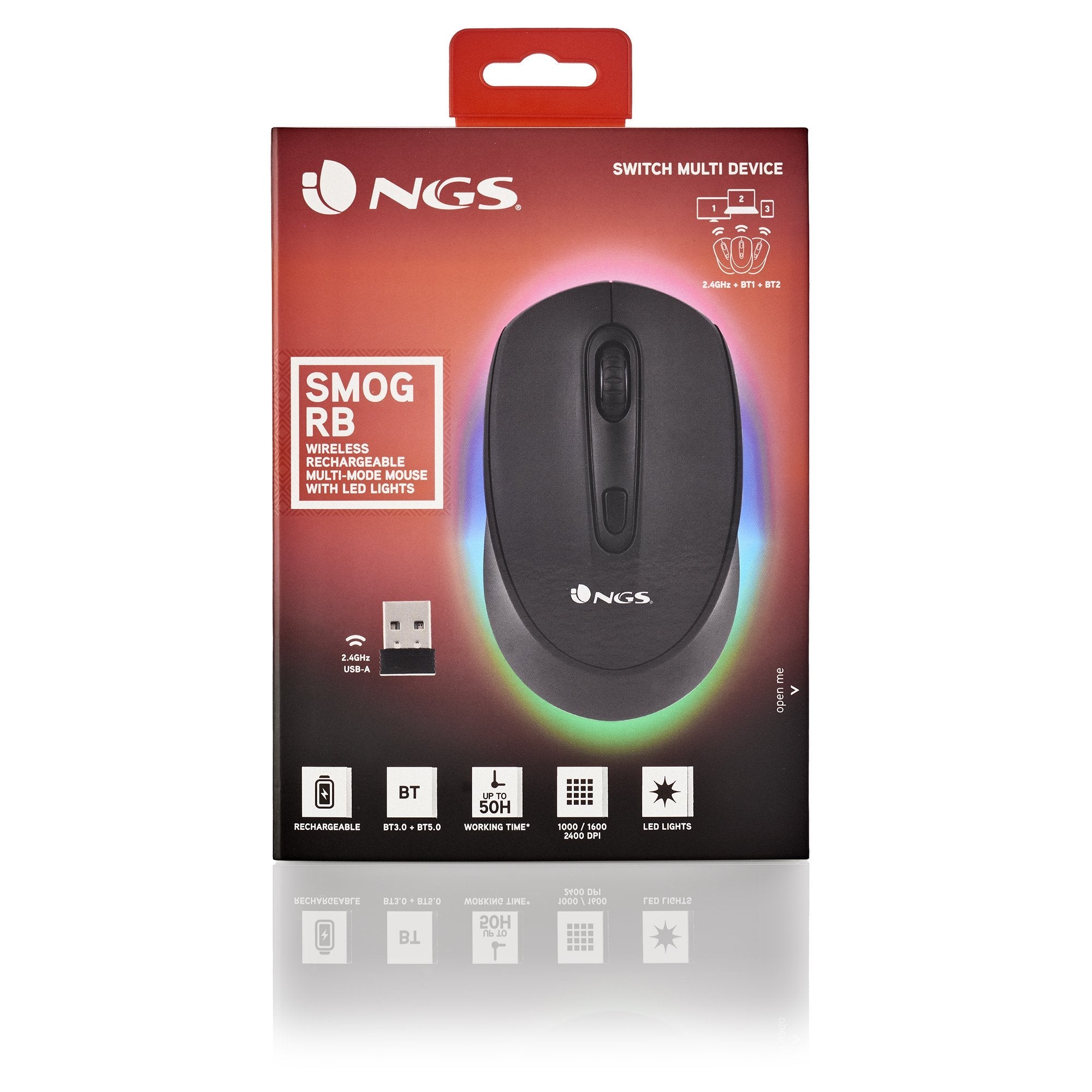 EAN 8435430619096 - NGS SMOG-RB ratón Juego Ambidextro RF Wireless + Bluetooth Óptico 2400 DPI imagen 8