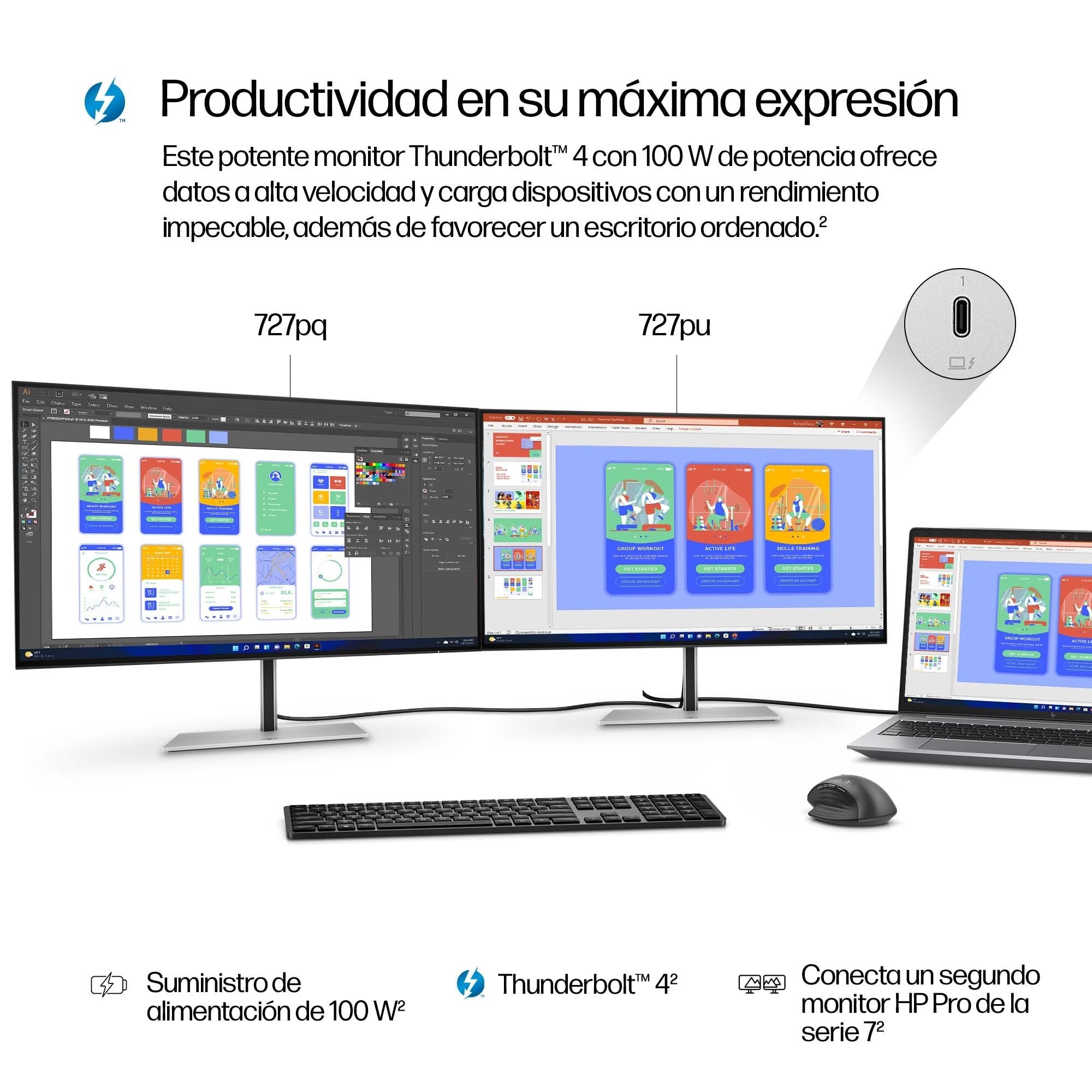 Monitor Hp Series 7 Pro De Alta Definición Cuádruple Thunderbolt 4 Pro De La Serie 7 De 27"