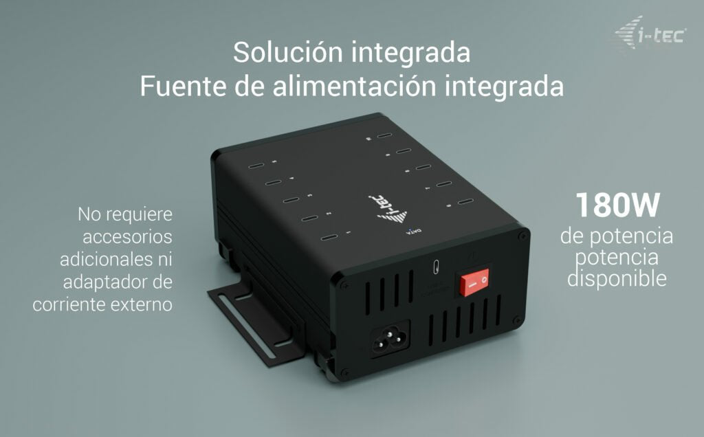 I-Tec Usb-C Usb-A Metal Charging+Data Hub 15w Per Port 10x Usb-C Integrated Power Adapter 180w
