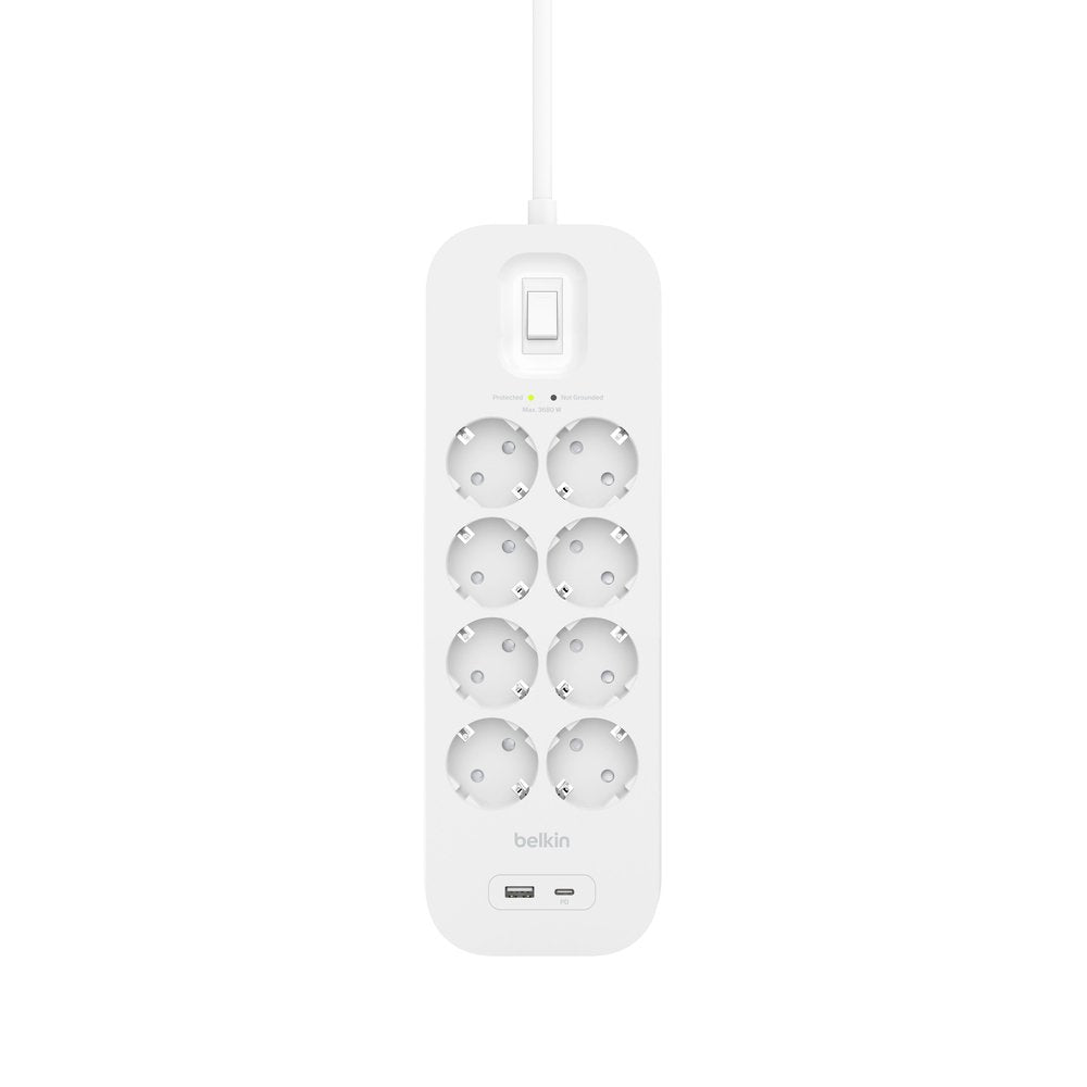 Regleta Alimentacion Belkin Srb003vf2m-V2 Contra Sobretensiones Con 8 Enchufes 1 Usb-C 1usb-A