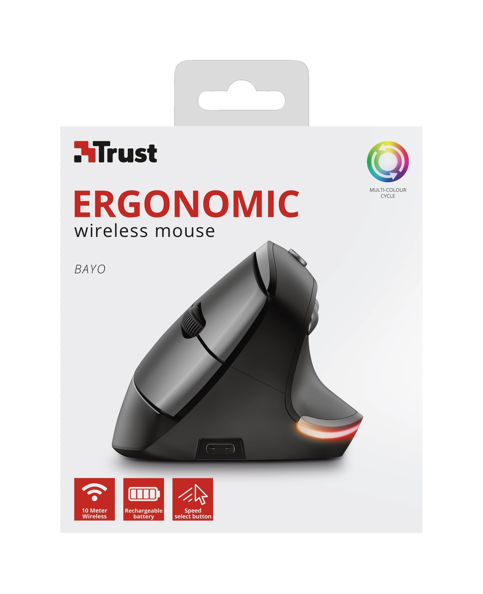 Ratón Ergonómico Inalámbrico Trust Bayo Batería Recargable Hasta 2400 Dpi
