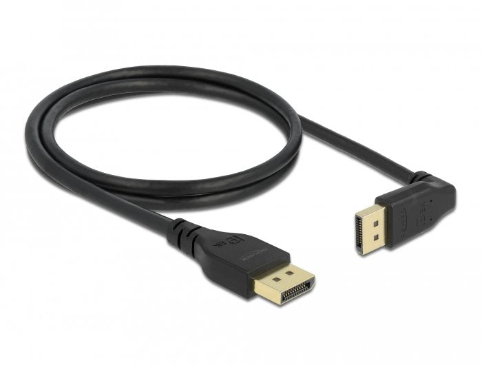 Delock Displayport Cable Stecker Gerade Zu Stecker 90° Oben Gewinkelt 8k 60 Hz 1 M Ohne Einrastfunktion