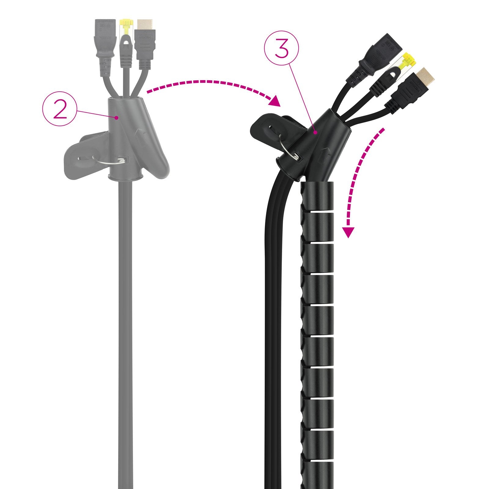 Nanocable Organizador De Cables Flexible 25mm - Longitud 2m - Negro