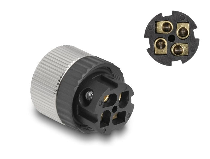 Delock 60536 M12 Conector Codificado A De 4 Pines Hembra Para Montaje Con Conexión Por Tornillo