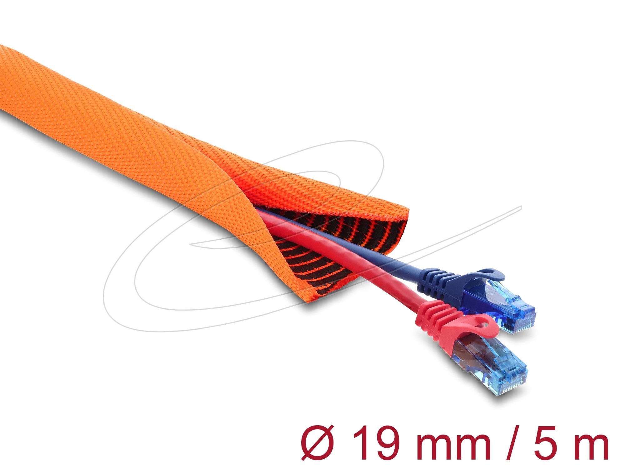 Delock Cableschutzschlauch Mit Schwarzer Verschleissanzeige Selbstschliessend Doppellagig 5 M X 19 Mm Orange