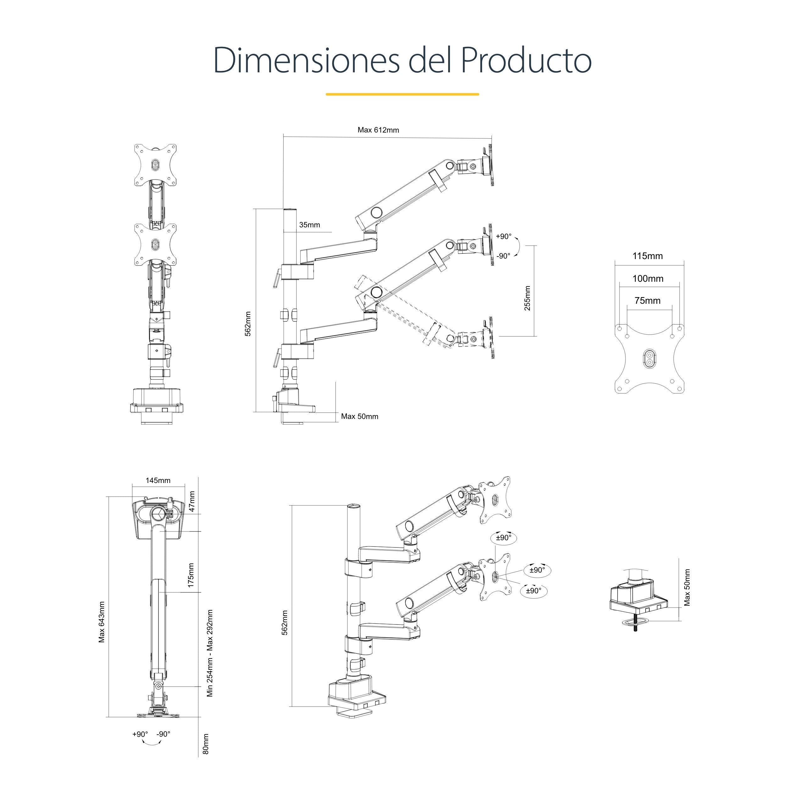 Startech Soporte Vesa Ajustable Para 2 Monitores 32"