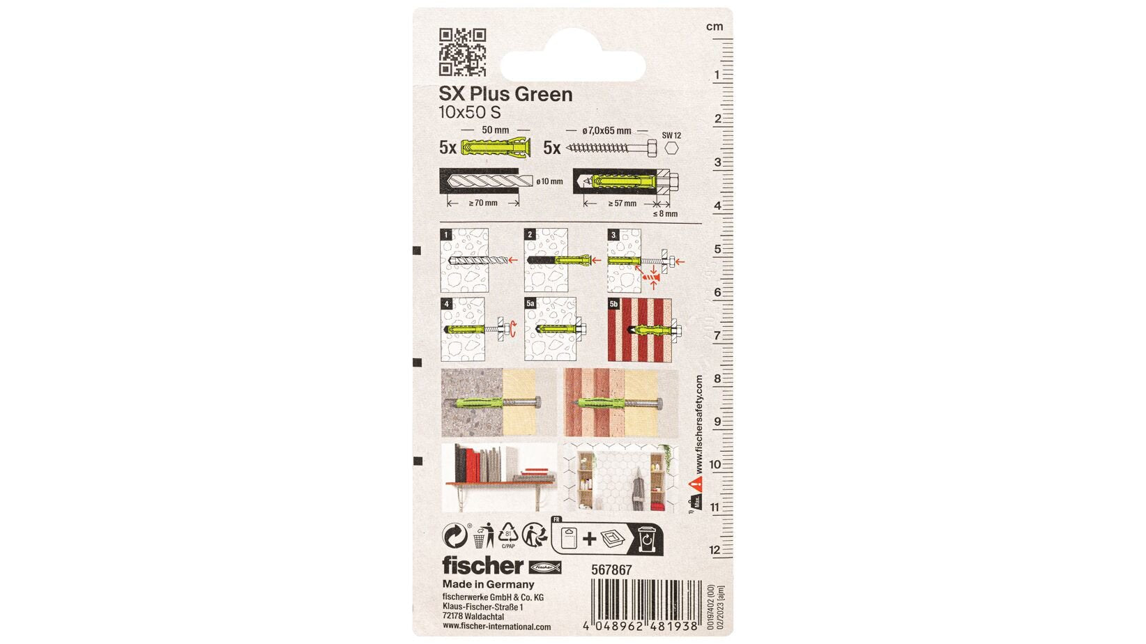 Fischer Sx Plus Green 10x50 S K 5, 567867, Pasador Verde