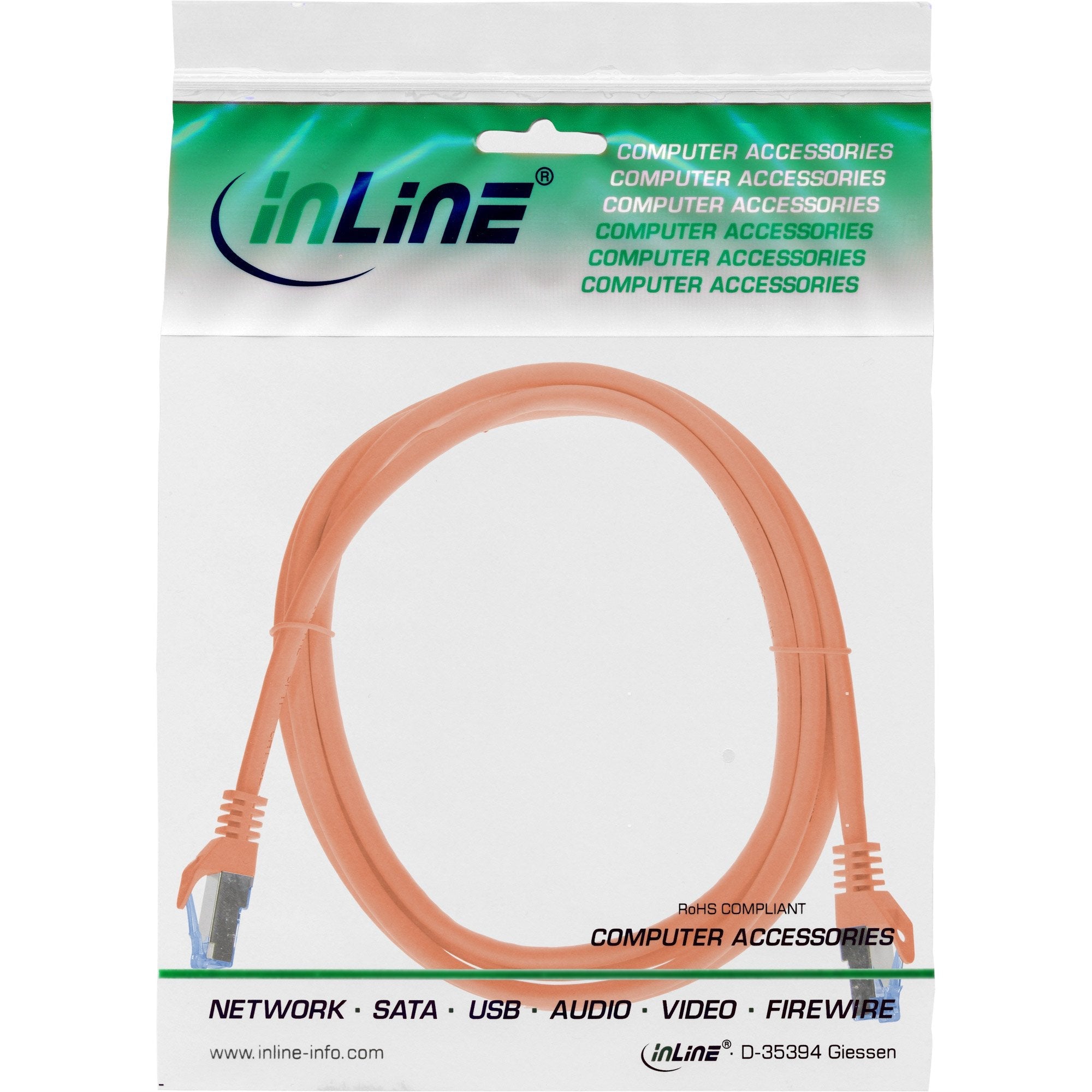 Inline® Patch Cable, Cat.6a, S/Ftp, Tpe (Lszh), Cca, Orange, 3m