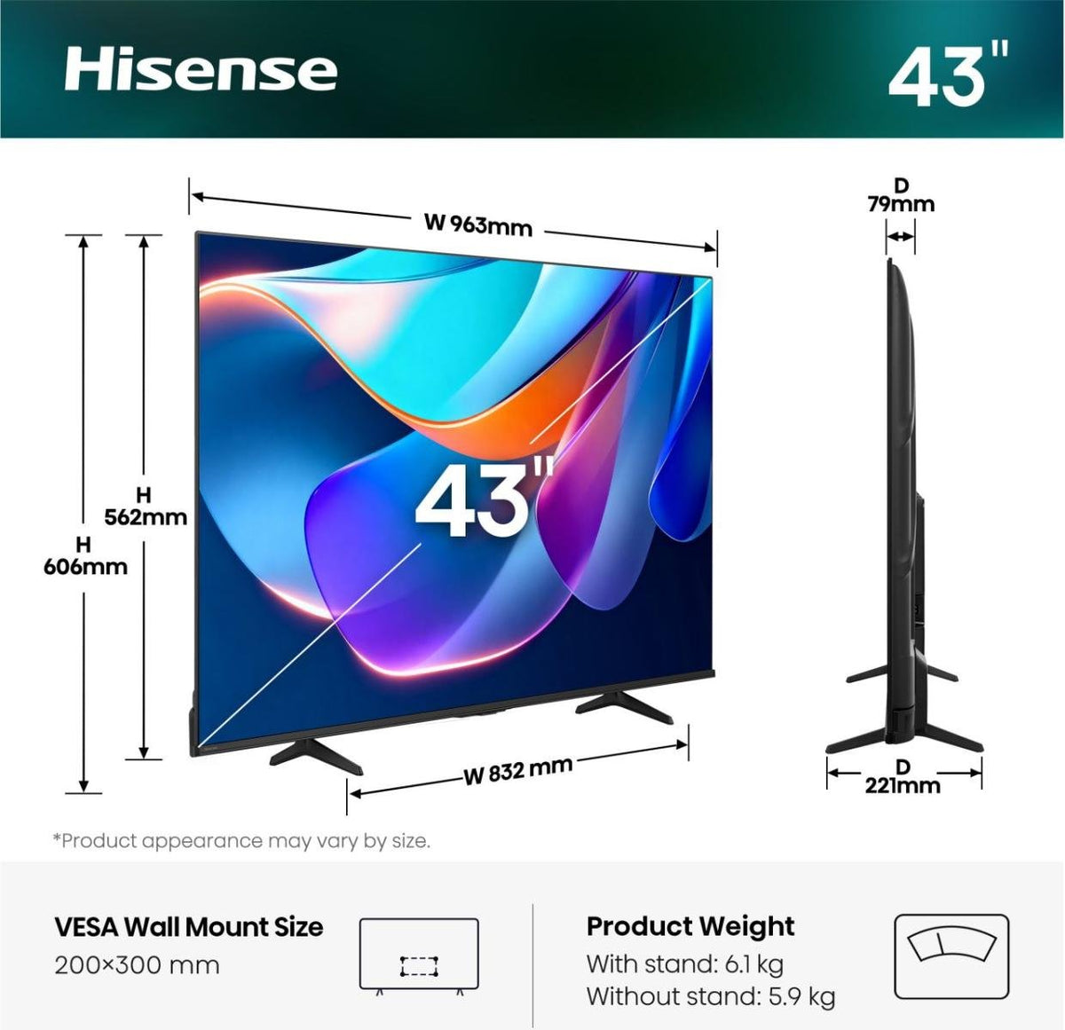 EAN 6942351430102 - Hisense 43A6S 109,2 cm (43") 4K Ultra HD Smart TV Wifi Negro imagen 2