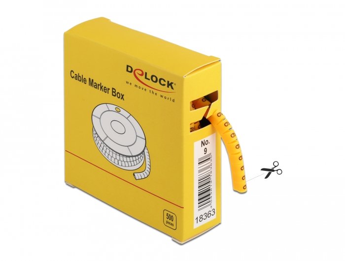 Delock 18363 Caja De Marcadores De Cables, No. 9, Amarillo, 500 Unidades