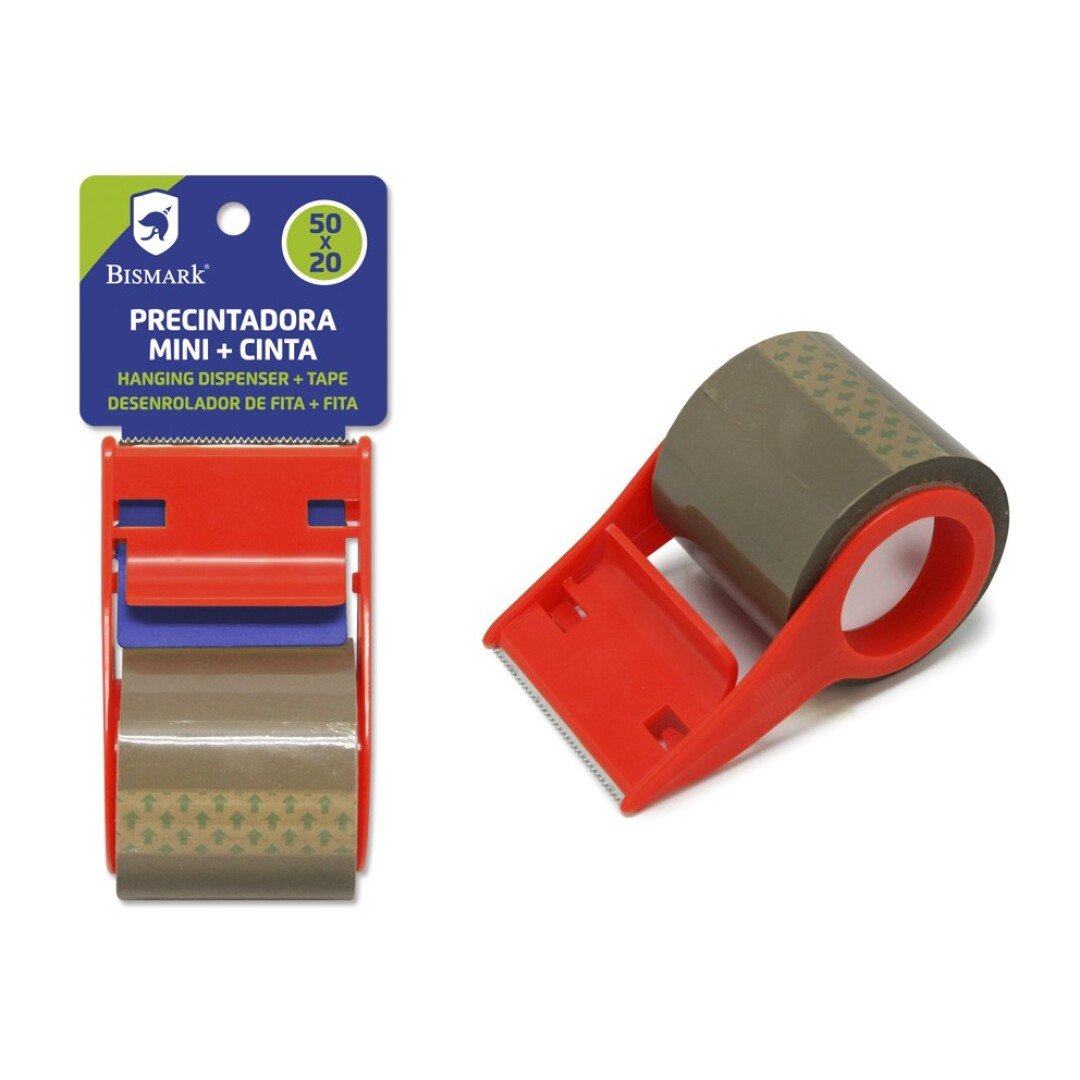 Bismark Mini Precintadora De Mano Para Rollos De Hasta 20m De Largo - Incluye Precinto De 20m - Cuchilla De Acero -
