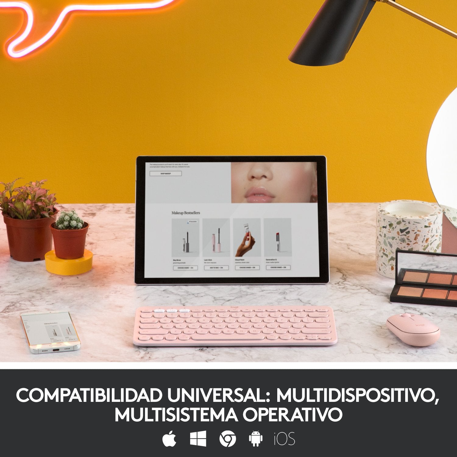 Teclado Español Logitech K380 Multi-Device Bluetooth Qwerty Rosa 920-009587