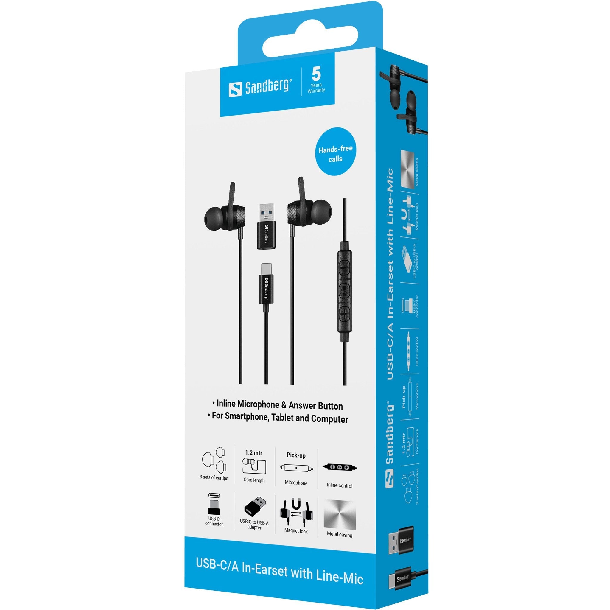 Usb-C/A In-Earset With  Line-Mic