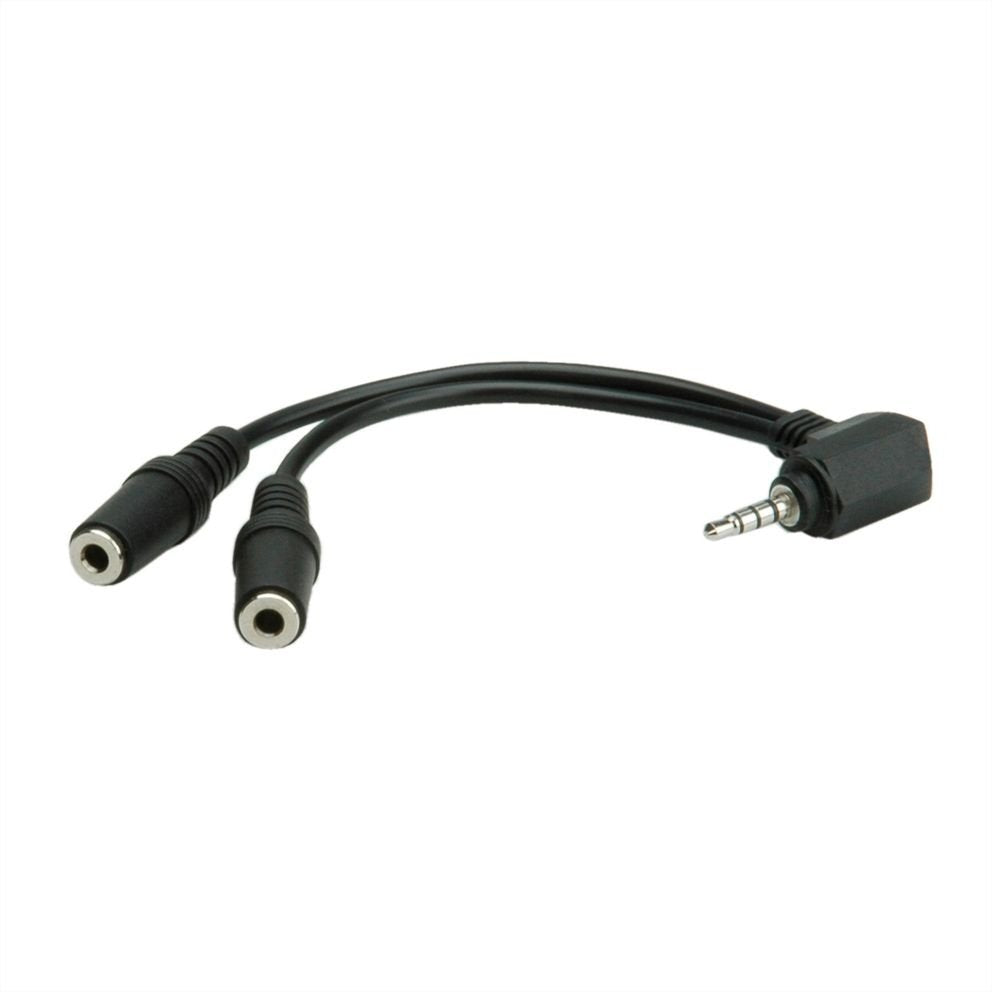 Roline 3,5mm Adapter 4polig (Mikrofon+Lautsprecher), Schwarz, 15 Cm