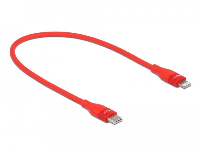 Delock Daten- Und Ladecable Usb Type-C Zu Lightning Für Iphone, Ipad Und Ipod Rot 0,5 M Mfi