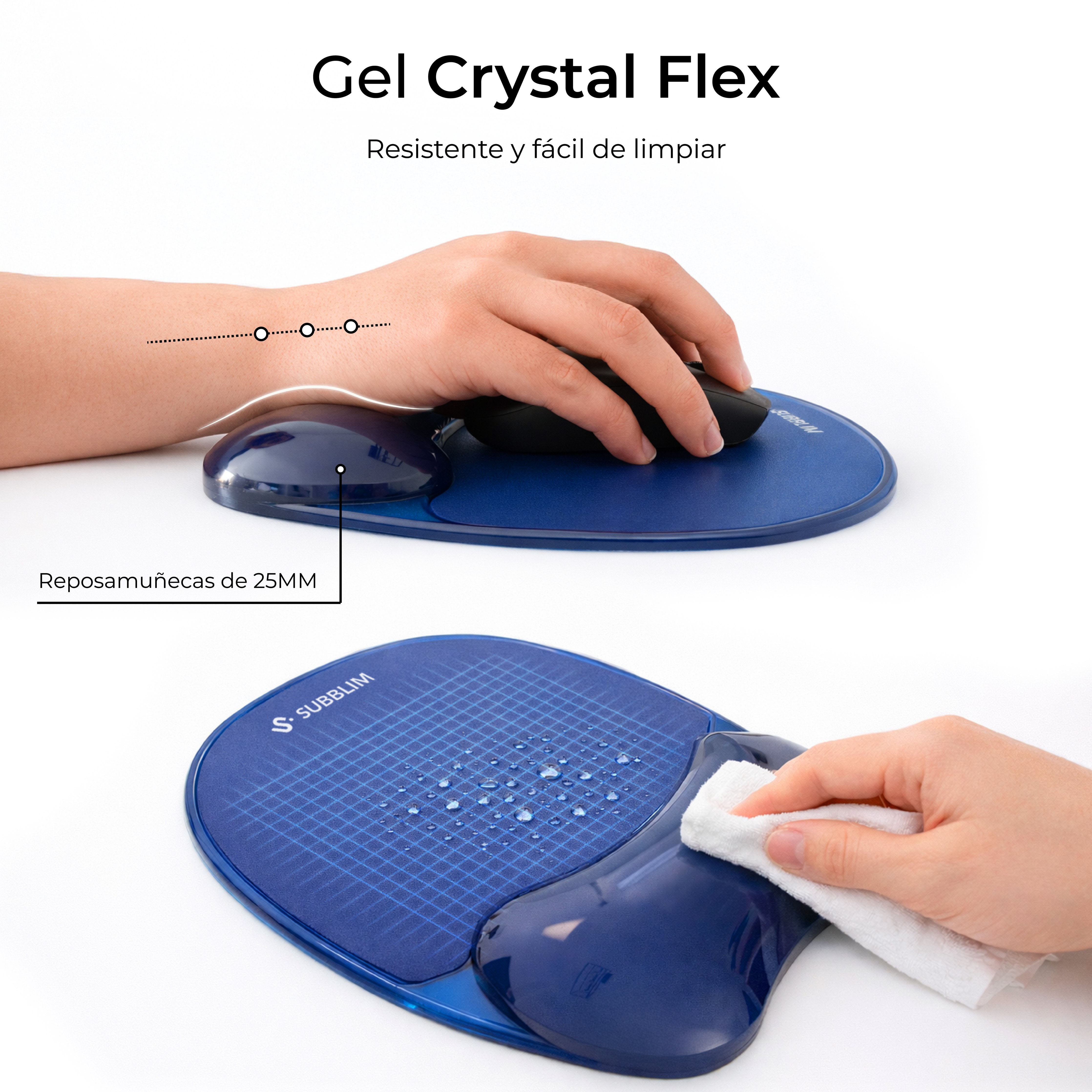 EAN 8436586743352 - SUBBLIM Alfombrilla ERGO CRYSTAL FLEX MOUSE PAD DARK BLUE Azul imagen 7