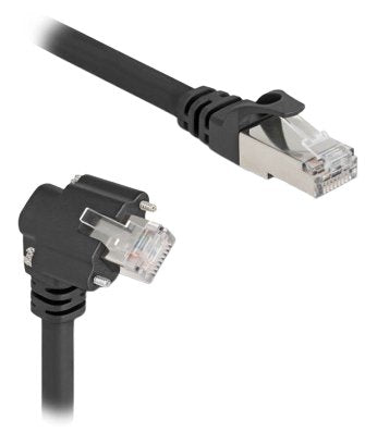 Delock Gige Kamera Cable Rj45 Stecker 45° Gedreht Und 90° Gewinkelt Mit Schrauben Zu Rj45 Stecker Cat.6 S Ftp 1 M Schwarz