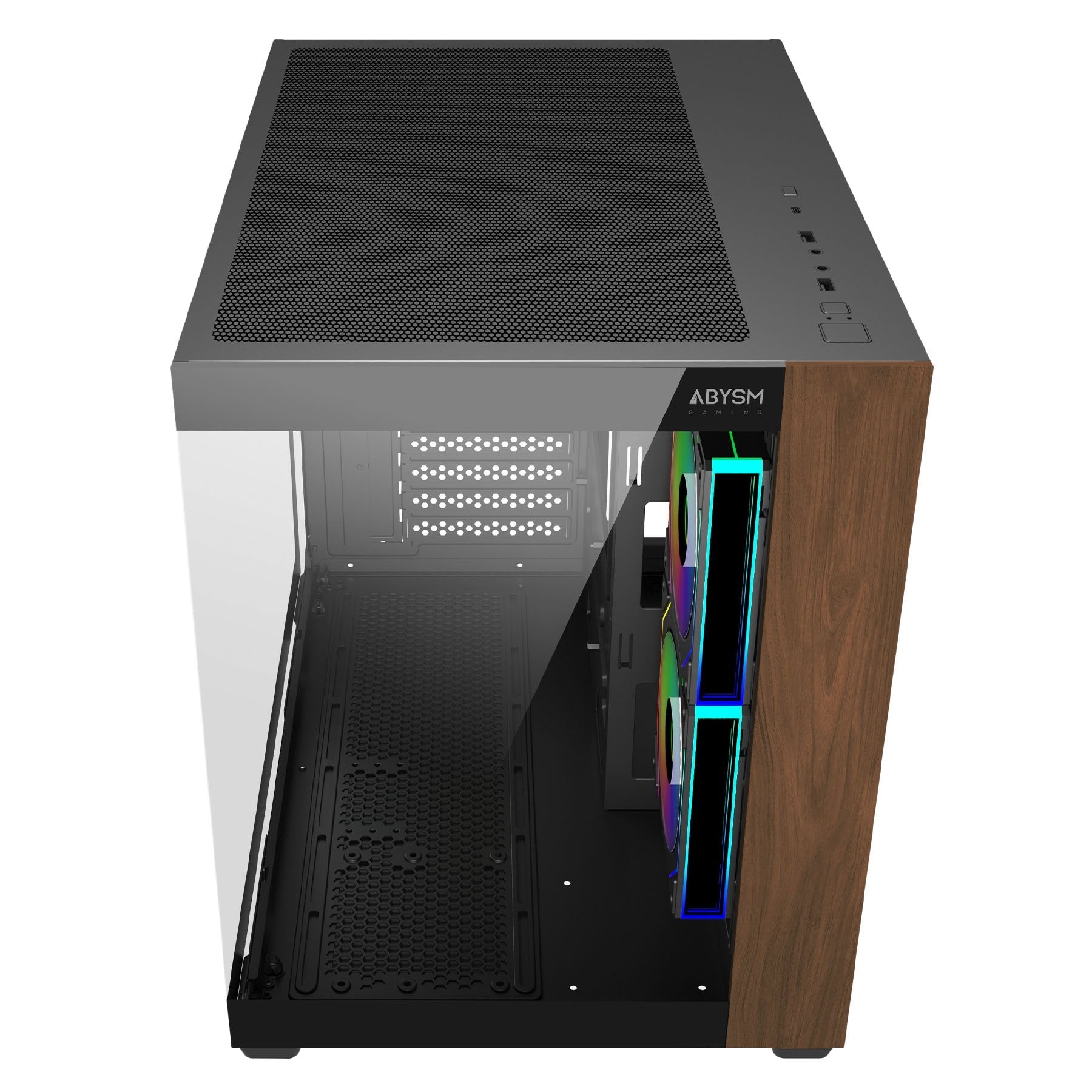 Caja  Pc Abysm Danube Sava Nature 285c Black Argb Micro Atx, Itx - Lateral Y Frontal Cristal Templado - 3.5" Y 2.5" -