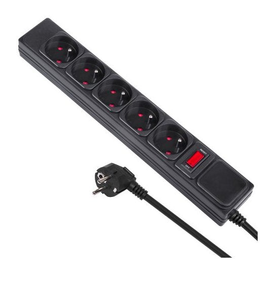 EAN 5902211111214 - Maclean MCE219 base múltiple 1,5 m 5 salidas AC Interior Negro imagen 1