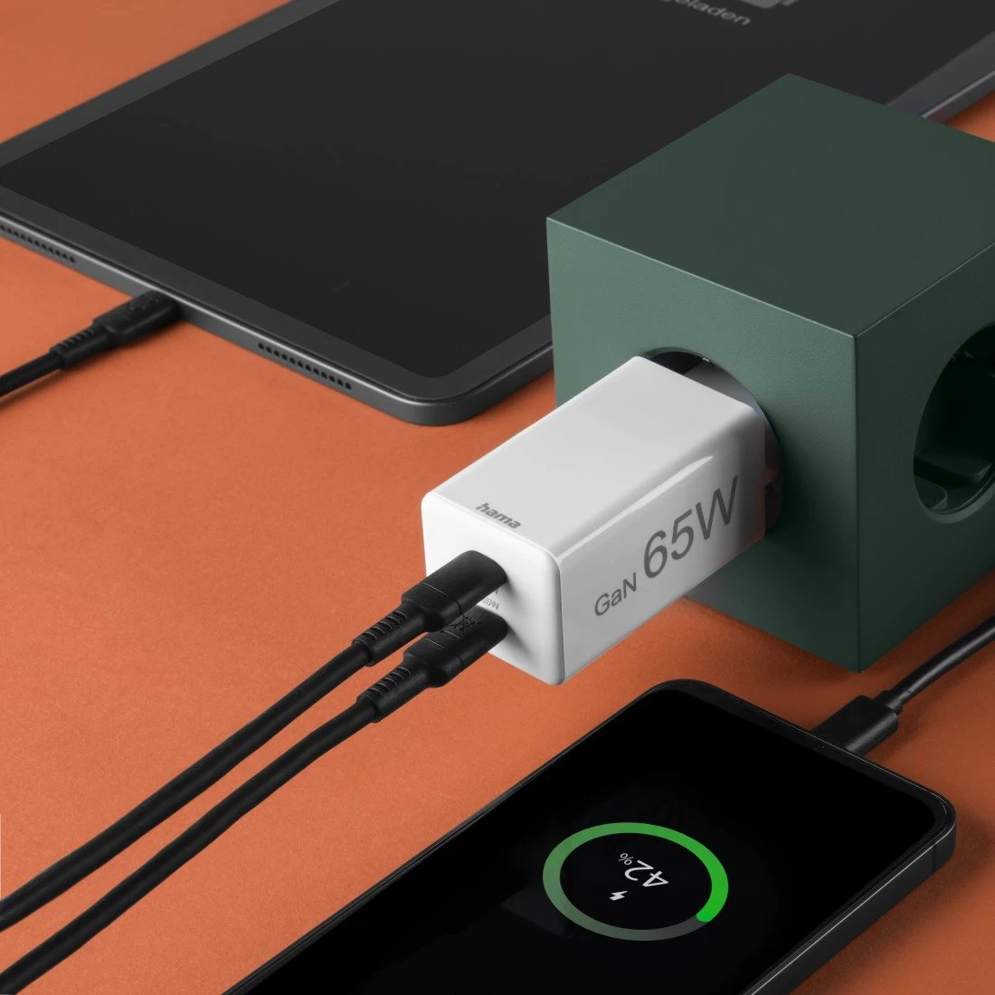 Hama Mini 65w Gan Pd/Qc 2x Usb-C Biala