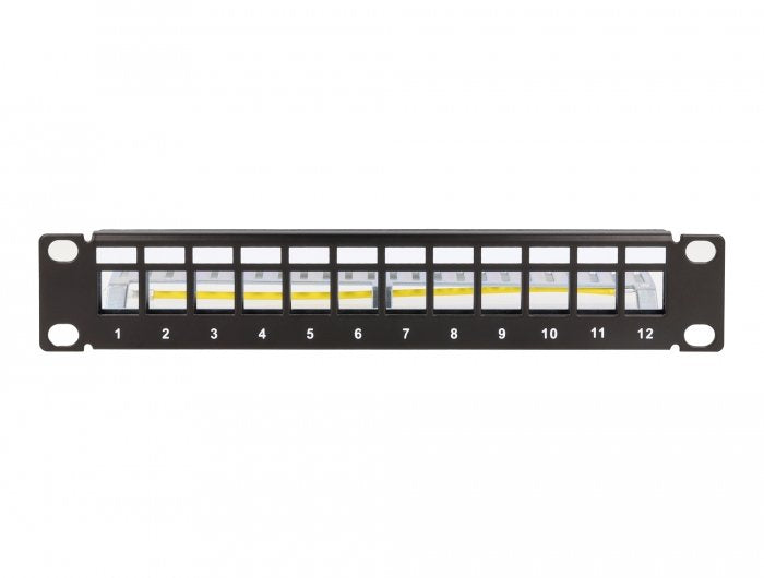 Delock Panel De Conexión Keystone De 10" De 12 Puertos Con Alivio De Tensión 1u Negro