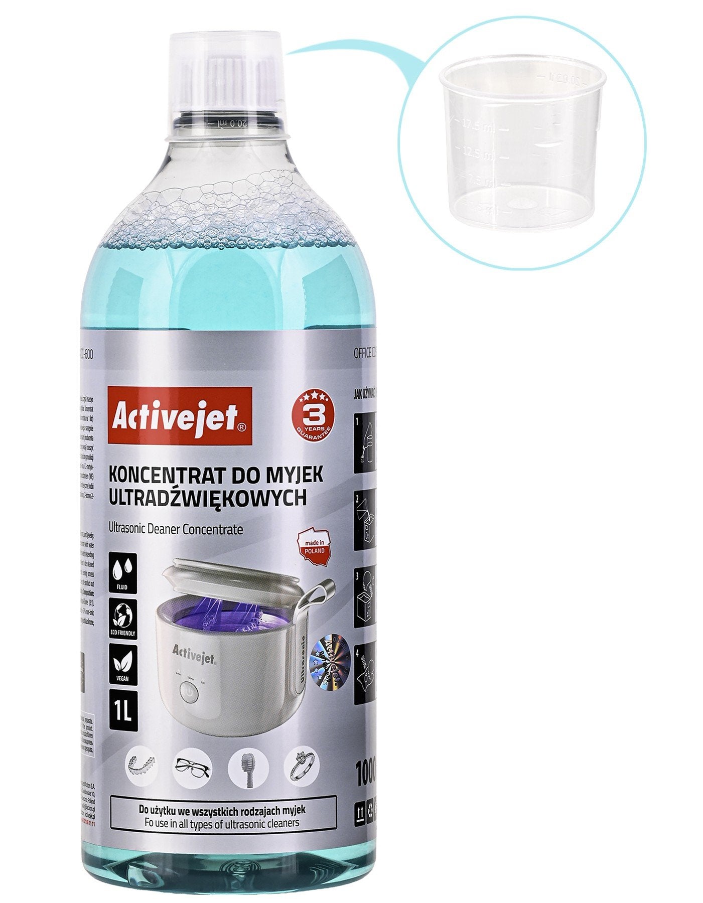 Activejet Aoc-600 Concentrado Limpiador Para Lavadoras Ultrasónicas Uv Aoc-600 1 L