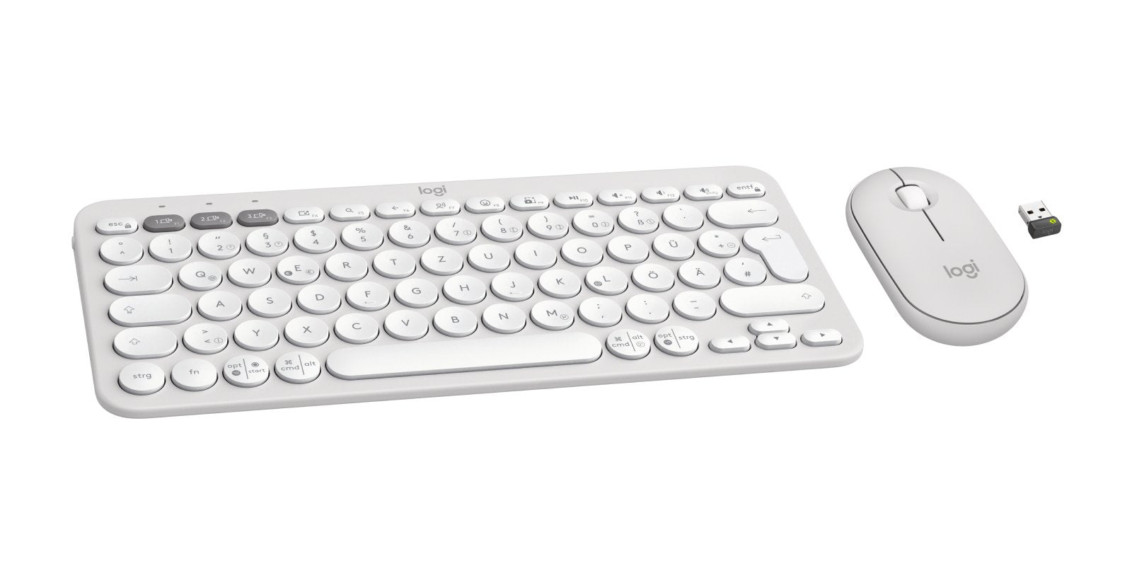 Logitech Pebble 2 Combo Set, Weiss, Cablelos, Deutsch, 920-012204