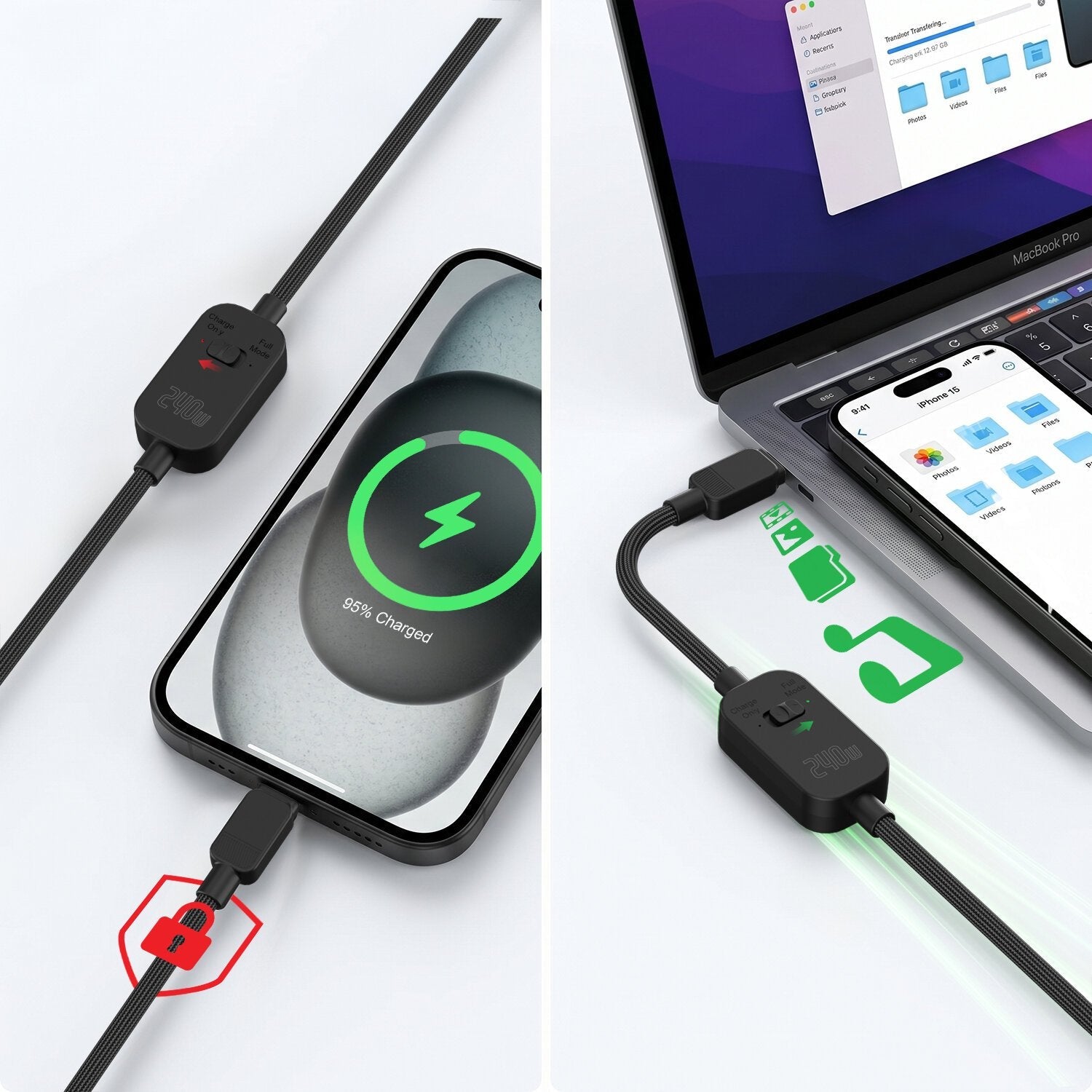 4smarts Usb-C Cable Privacycord 240w 1,2m, Negro