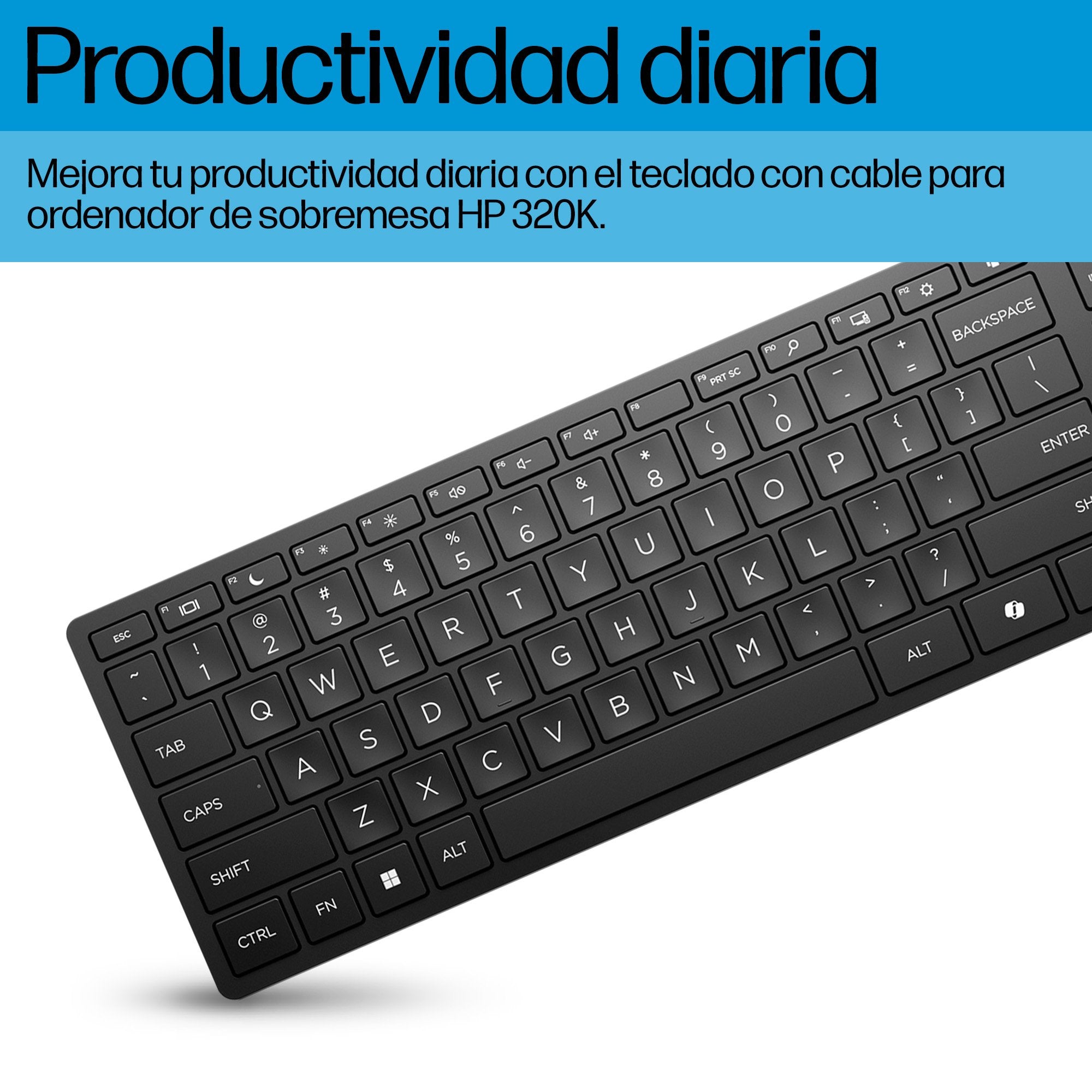 EAN 0194721888051 - HP 320K Wired Keyboard teclado Oficina USB Negro imagen 3
