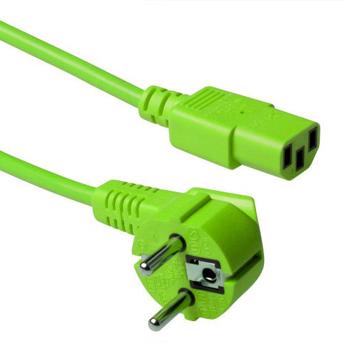 Cable  Act De Alimentación Schuko Macho Angulado - C13 Verde 1,80 M