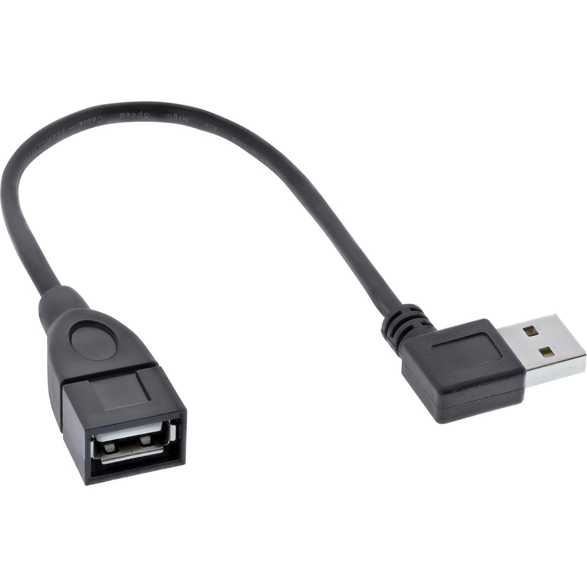 Inline Usb 2.0 Smart Cable Acodado + Reversible Tipo A Macho A Hembra Negro 0,2m
