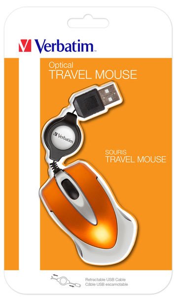 Verbatim Ratón Go Mini Cable Usb Retractil 1000ppp Ultraportátil Naranja
