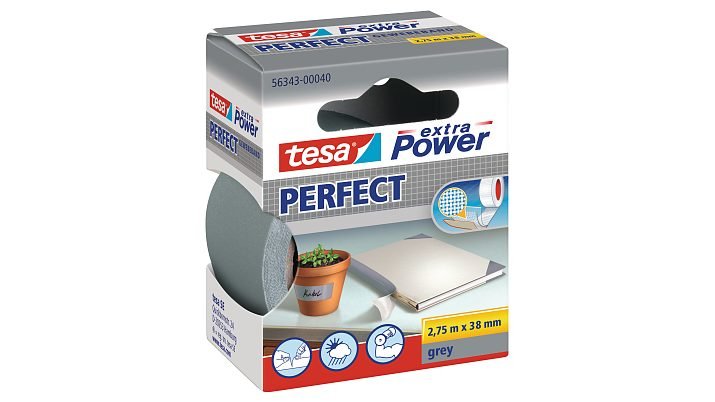 Tesa Extra Power Perfect Gewebeband 2,75m 38mm Gris