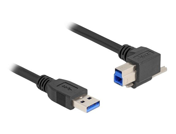 Delock 80484 Cable Usb 5 Gbps Usb Tipo-A Macho Recto Hacia Abajo A Usb Tipo-B Macho Con Tornillo 90° Ángulo Recto 1 M Negro