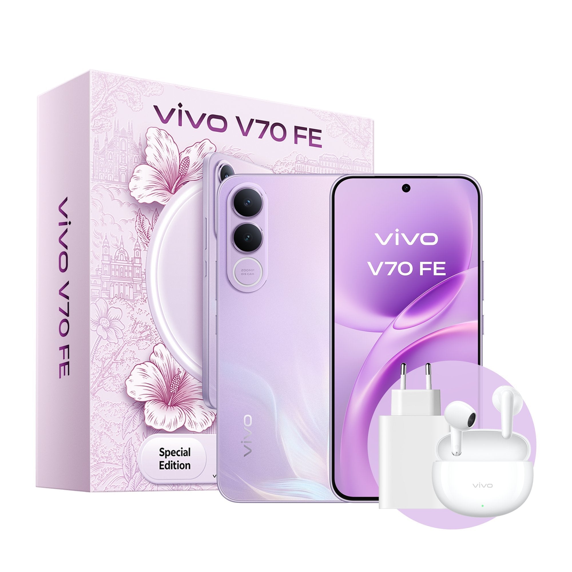 Smartphone Vivo V70 Fe 8gb 512gb 6.83' 5g Púrpura Incluye Cargador + Auriculares