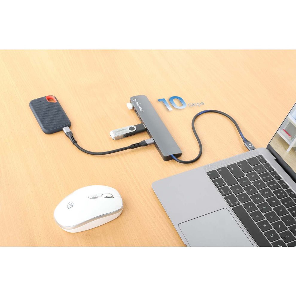 Manhattan 7-Port Usb-C Usb-A Hub 4+3 Con Power Delivery