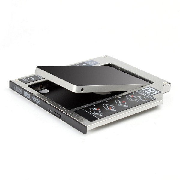 Ewent Sata Iii Ssd/Hdd Installation Frame For Cd/Dvd/Blu-Ray Drive Ewent Ew7003, Acrilonitrilo Butadieno Estireno (Abs), Aluminio, Negro, Blanco, 2.5", 129 Mm, 128 Mm, 9,5 Mm