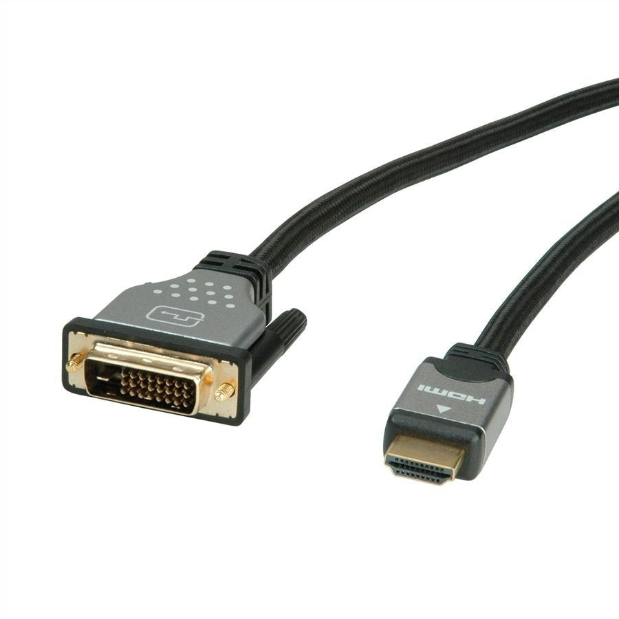 Roline Monitorcable Dvi (24+1) - Hdmi, St St, Schwarz   Silber, 1,5 M
