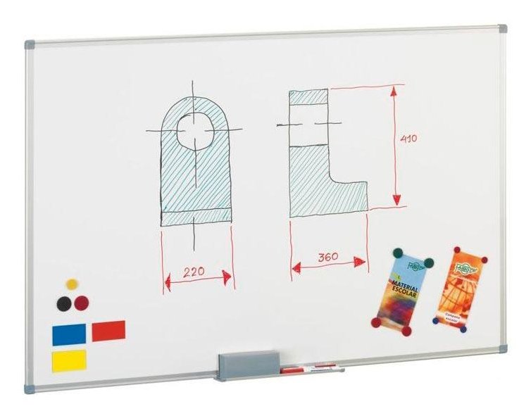 Faibo Pizarra Blanca Acero Lacado Blanco Marco De Aluminio 60x90 Cm