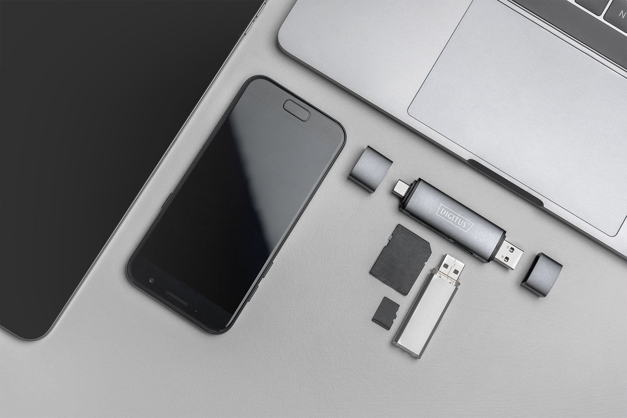 Combo Card Reader Hub Usb-C+   Accs Usb 3.0 1x Sd 1x Microsd Grey