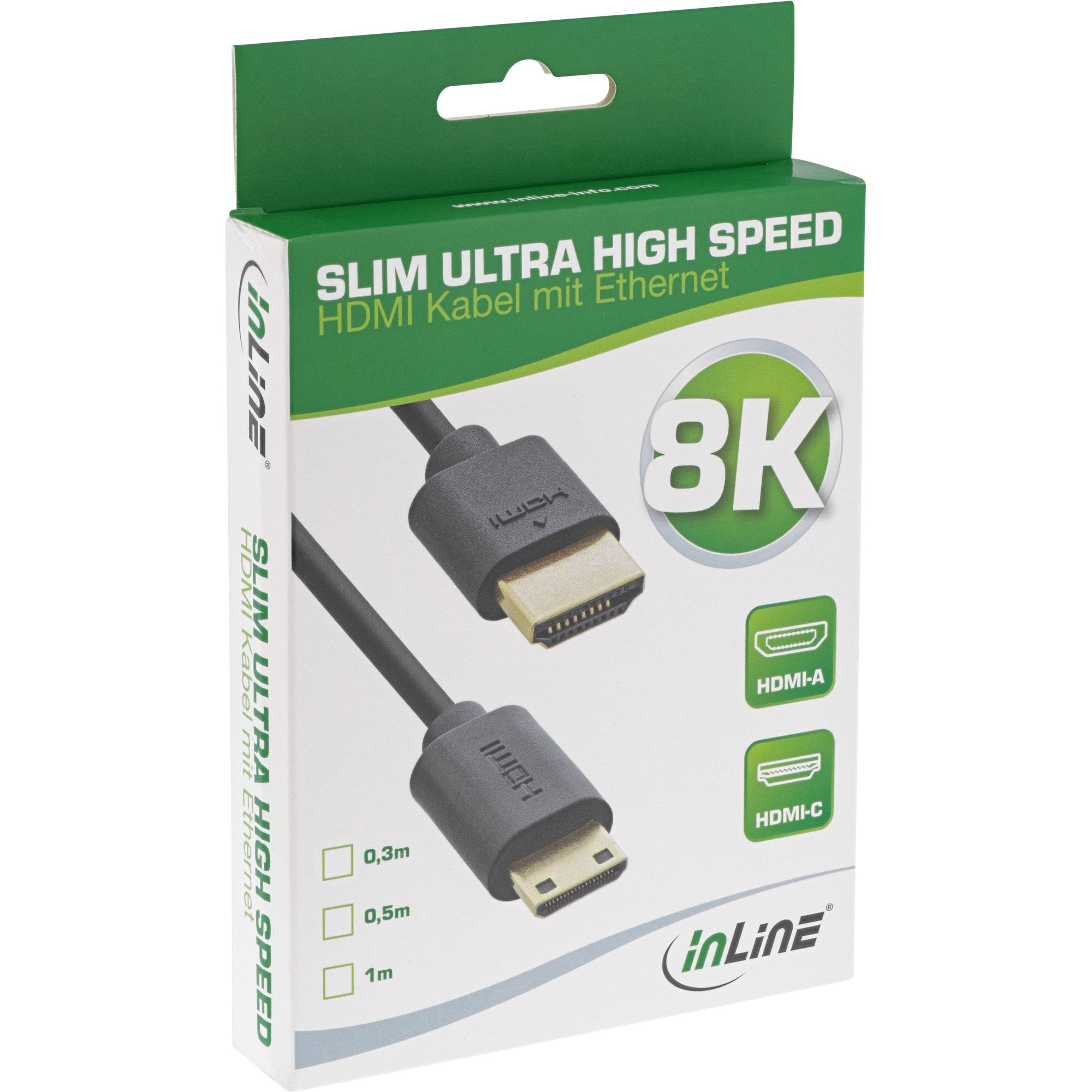 Inline Cable Slim Ultra High Speed Hdmi Am/Cm (Mini) 8k4k Negro 0,3 M