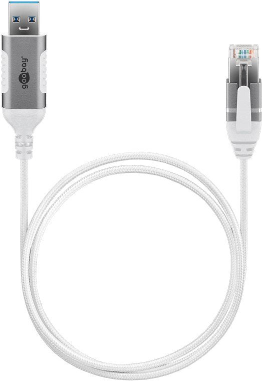 Cable De Adaptador Ethernet De Goobay Usb-A 3.2 Gen1> Rj-45, Blanco Delgado, 10 Metros 74383