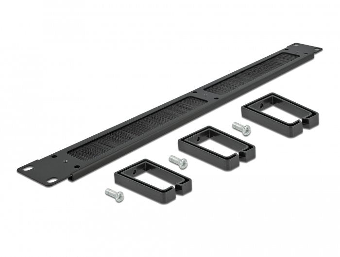 Delock Tira De Cepillo Para Administración De Cables De 19" Con 3 Ganchos 1u Negro
